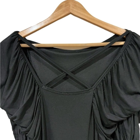 Bailey 44 Black Rouched Short Sleeve Knee Length Dress Spandex Rayon Blend Mediu - Picture 8 of 11
